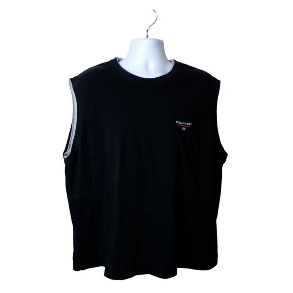 VTG Polo Sport Ralph Lauren Reversible Muscle Shirt 90's 100% Cotton XXL #181 - Picture 1 of 5